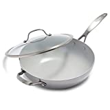 GreenPan Venice Pro Stainless Steel Healthy Ceramic Nonstick Light Gray Wok with Lid, 12"