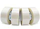 4 Rolls Bi Directional Filament Tape, Fiberglass Filament Strapping Tape, for Shipping and Packing, 5.9mil x 2inch x 55yds, BOMEI PACK