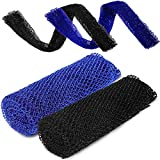2 Pieces African Bathing Sponge African Net Long Net Bath Sponge Exfoliating Shower Body Scrubber Back Scrubber Skin Smoother for Daily Use or Stocking Stuffer, Black and Blue