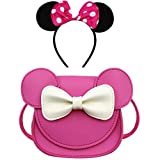 RARITYUS Kids Cute Bowknot Purse Crossbody Bag Mini Shoulder Bag with Cartoon Mouse Ear Headband for Little Girls Toddlers