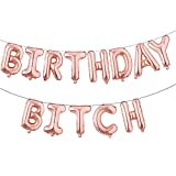 16 inch Happy Birthday Bitch Balloons, Aluminum Foil Banner Balloons for Girlfriends Birthday Party Decorations and Supplies (Birthday Bitch Rose Gold)