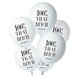 BADASS BALLOONS® 100% That Bitch Birthday & Bachelorette Balloons - Bachelorette Party Balloons - 12 Pack - White Balloons