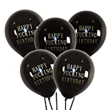 Abusive Funny Happy Birthday Balloons - 20 Dirty Party Balloon Decorations In Color Black Great For Mens Birthdays Between 30th And 40