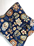 Set of 2 Bowl Cozies - Mi Casa Su Casa Cotton Print - aka Microwave Hot Pads aka Bowl Oven Mitts - 8.5 inches for up to 8 inch bowls - Dark Blue Sugar Skulls