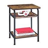 Mr IRONSTONE Side Table for Living Room Modern Bedroom Nightstand, 3-Tier End Table Industrial Rustic Brown (Install It According to Video ONLY)