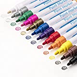 Acrylic Paint Pens for Rocks Painting - 12 Colors Paint Markers Set, Wood, Fabric, Canvas, Glass, Ceramics, Metal, Postcards, DIY Craft Creation, Medium Tip