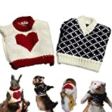 2 PCS Ferret Clothes Small Animal Sweater Warm Winter Vest Knitted Sweatershirt Ferret Apparel Accessory Halloween Party Cosplay Photo Shoot for Ferret Bunny Guinea Pig Squirrel