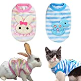 Anelekor 2 PCS Small Pet Costume Winter Warm Rabbit Clothes Guinea Pig Vest Ferret Sweater Bunny Cozy T-Shirts Chinchilla Outfits for Teacup Yorkie Puppy Kitten and Small Breeds, 2S(Chest 10.2 inch ）