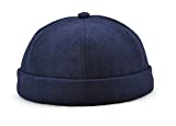 Zegoo Unisex Women Men Skullcap Sailor Cap Rolled Cuff Retro Brimless Beanie Hat Blue