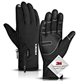 -30℉ Winter Gloves Men Women, KROSA 10 Touchscreen Fingers Snow Ski Gloves, Waterproof Cold Weather Gloves (XL, Black)
