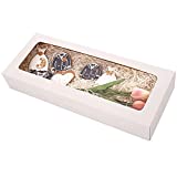 RIFMEAE Bakery Boxes 16" x 6.5" x 2.5", Auto-Popup White Cookie Boxes with Window for Cookies, Strawberries, Treats and Pastries (Pack of 20)