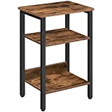 ALLOSWELL Night Stand, Side Table, End Table with Storage Shelves, 3-Tier Slim Bedside Table for Living Room, Bedroom, Easy Assembly, Stable Steel Frame, Industrial, Rustic Brown, ETHR5801