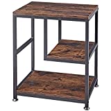 Fannova End Table, Industrial Side Table, Small Accent Table for Living Room, Bedside Table Nightstand for Bedroom, Stand for Printer Record Player Turntable Fish Tank with Storage Shelf, Rustic Brown