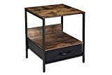 Kamiler Industrial Nightstand with Drawer -End Table,Side Table,Telephone Sofa Table Rustic Furniture Metal Frame for Bedroom/Entryway/Office