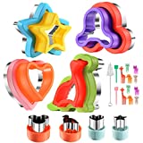 Sandwich cutter and sealer, DIY children's pancake biscuit cutter stainless steel suitable for boys and girls lunch box and bento box, Mickey Mouse, dinosaur, star, heart shape，8pcs-set