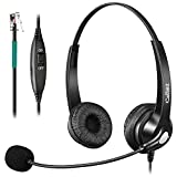 Phone Headset RJ9 with Noise Cancelling Microphone and Volume Control, Callez Telephone Headset Compatible with Polycom VVX310 VVX410 VVX411 Plantronics S12 Avaya 1416 5410 Mitel 5320e ShoreTel 230