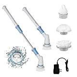 DNOSIM Electric Spin Scrubber, Cordless Grout Cleaner, 360 Power Bathroom Brush with 3 Replaceable Rotating Heads, Adjustable Extension Handle for Floor, Sink, Bathtub and Toilet