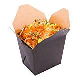 Bio Tek 16 Ounce Chinese Take Out Boxes, 25 Leak And Greaseproof Food To Go Boxes - Tab-Lock, Stackable, Black Paper Take Home Boxes, Disposable, For Restaurants, Catering, And Parties