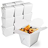 [50 Pack] 16 oz 4 x 3" Rectangle Paper Take Out Food Containers, Plain White Half Quart Chinese Asian To Go Boxes