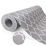 Glotoch Shelf Liners for Kitchen Cabinets 12 x 20FT-Non Adhesive Cabinet and Drawer Liner Roll for Fridge/Wire Shelf/Glass Shelves, Double Sided Non-Slip Durable and Strong, Quatrefoil Gray