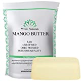 Unrefined Mango Butter 1lb Raw, Organic, Natural, Great Moisturizer, Cold Pressed, Can Substitute Shea Butter in DIY Body Butters, Soap Making Base, Lotions, Lip Balm and Hair Growth or Use Alone 16oz Block