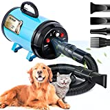 Upgraded Dog Dryer Dog Blow Dryer Dog Hair Dryer 3.2HP Stepless Adjustable Speed Pet Hair Force Dryer Dog Grooming Blower with Heater Dog Quick-Drying with Pet Towel and Massage Comb