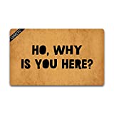 Home Decor Ho Why is You Here Welcome Mat with Rubber Backing Doormat Entrance Floor Mat Non-Slip Entryway Rug Easy Clean 30 X 18 Inches