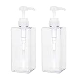 22oz / 650ml Empty Plastic Pump Bottles, Refillable Lotion Soap Dispenser Liquid Container for Kitchen or Bathroom Soaps Shampoo and Body Wash, 2 Pack Clear