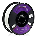 OVERTURE TPU Filament 1.75mm Flexible TPU Roll Soft 3D Printer Consumables, 1kg Spool (2.2 lbs) , Dimensional Accuracy +/- 0.05 mm, 1 Pack (White)