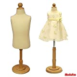 1 Year Old Child/Kids Body Dress Form Mannequin White Jersey Form Cover with Wooden Base(C1T)