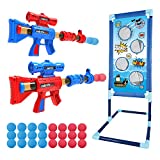 YEEBAY Shooting Game Toy for Age 6, 7, 8,9,10+ Years Old Kids, Boys - 2pk Foam Ball Popper Air Guns & Shooting Target & 24 Foam Balls - Ideal Gift - Compatible with Nerf Toy Guns