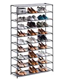 Youdesure 10 Tiers Shoe Rack, Large Shoe Rack Organizer for 50 Pairs, Space Saving Shoe Shelf, Non-Woven Fabric Shoe Storage Cabinet (Grey)