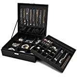 ProCase Jewelry Box Organizer for Women Girls, Two Layer Jewelry Display Storage Holder Case for Necklace Earrings Bracelets Rings Watches -Black