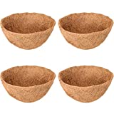 Halatool 4PCS 12 Inch Round Coco Liners Hanging Basket, 100% Natural Replacement Coconut Fiber Liner for Garden Flower Pot, Vegetables Herbs Pot