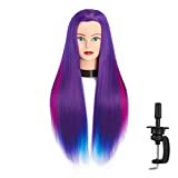 Headfix 26"-28" Long Hair Mannequin Head Stnthetic Fiber Hair Hairdresser Practice Styling Training Head Cosmetology Manikin Doll Head With Clamp (6F1919WP0320)