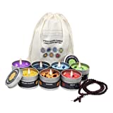 ChakraBae Chakra Candles (Set of 7) with Crystals & Mala Beads for Meditation, Affirmations, Mantras, Prayer, & Manifesting |140 Hours Total Burn time! Now Includes A Small Bag of Gemstones!