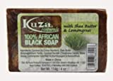 Kuza Naturals 100% African Black Soap With Shea Butter & Lemongrass 4oz