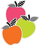 Schoolgirl Style Black, White and Stylish Apple Cutouts—Pink, Green, Red, Orange, Aqua Apples, Bulletin Board Set, Classroom or Homeschool Wall Decorations (36 pc) (120597)