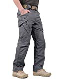 LABEYZON Men's Outdoor Work Military Tactical Pants Lightweight Rip-Stop Casual Cargo Pants Men (Grey, 34W x 30L)