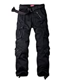 AKARMY Men's Cotton Casual Military Army Camo Combat Work Cargo Pants with 8 Pockets Black 32