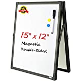 Lockways Small Desktop Dry Erase Board Whiteboard - White Board, 15"X12" Portable Magnetic Easel Tabletop Dry-Erase Board for Kids Home,School,Office