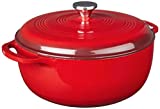 Lodge 7.5 Quart Enameled Cast Iron Dutch Oven. XL Red Enamel Dutch Oven (Island Spice Red) -