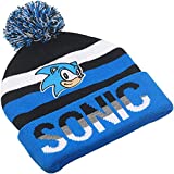 Concept One Sega Sonic The Hedgehog Men's Cuffed Knit Hat Beanie with Pom, Blue, One Size