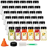 BAKHUK 36pcs 4oz Mini Plastic Juice Bottles with Caps, Empty Reusable Clear Bulk Beverage Containers for Juice, Milk and Other Beverages