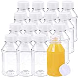 ANECO 16 Pack 4 Ounce Empty Plastic Juice Bottles Reusable Drink Containers with Lids Idea for Storing Juices, Water and Other Homemade Beverages