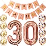 30th Birthday Decorations Party supplies-30th Birthday Balloons Rose Gold,30th Birthday Banner,Table Confetti Decorations,30th Birthday for Women,use Them as Props for Photos