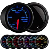 GlowShift Tinted 7 Color 260 F Transmission Temperature Gauge Kit - Includes Electronic Sensor - Black Dial - Smoked Lens - for Car & Truck - 2-1/16" 52mm