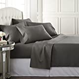 Danjor Linens Queen Size Bed Sheets Set - 1800 Series 6 Piece Bedding Sheet & Pillowcases Sets w/ Deep Pockets - Fade Resistant & Machine Washable - Grey