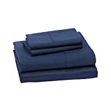 Amazon Basics Lightweight Super Soft Easy Care Microfiber Bed Sheet Set with 14" Deep Pockets - Queen, Navy Blue