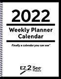 EZ2See 2022 Weekly Planner Calendar - Daily Plan Organizer with Large Black Print, Numbers, Borders - High Contrast Appointment Book with Huge Space for Notes, Bold Lines, Laminated Cover - 8.5x11"